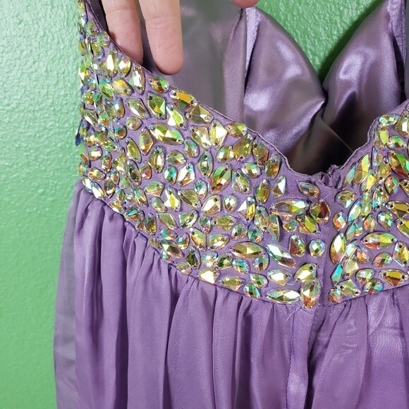 Eureka Women's Beaded Chiffon Mini Strapless Mini Evening Dress Size XS - Picture 2 of 11